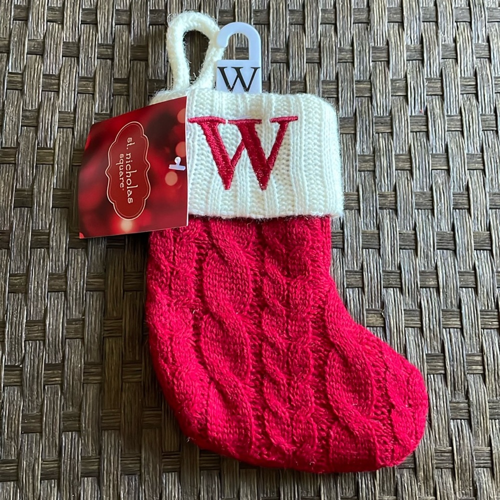 St Nicholas Square 8” Knit Monogrammed Christmas Stockings Letter W.